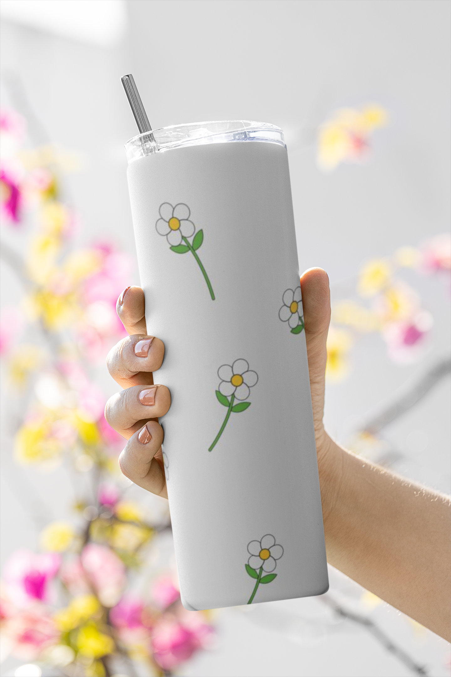 Tumbler Daisy Elegance - 20oz Fresh and Minimalist