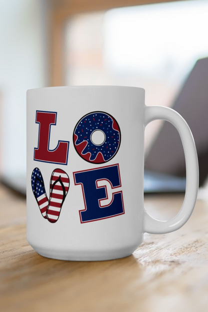 Patriotic Love Ceramic Mug - 11oz & 15oz - Perfect for Holidays & Celebrations