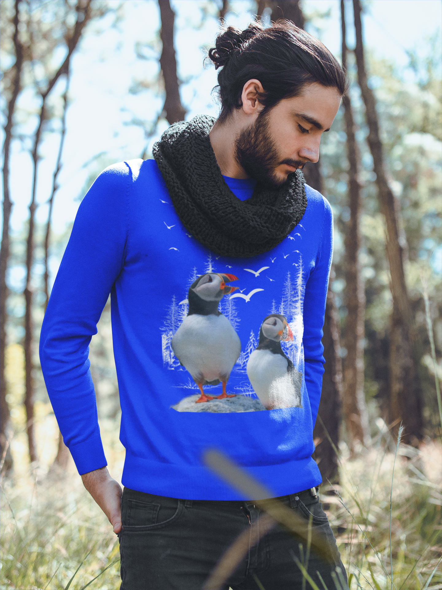 Winter Puffin Sweatshirt - Cozy Arctic Charm