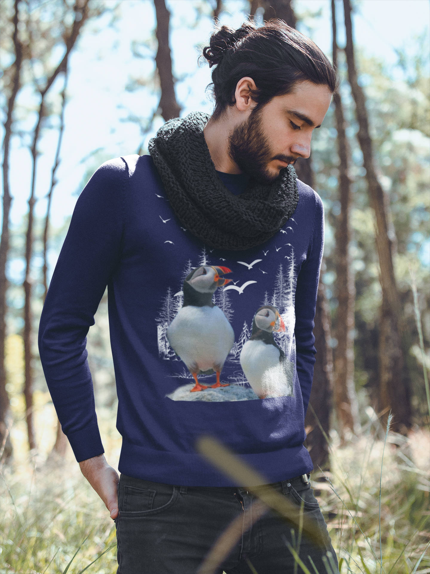 Winter Puffin Sweatshirt - Cozy Arctic Charm