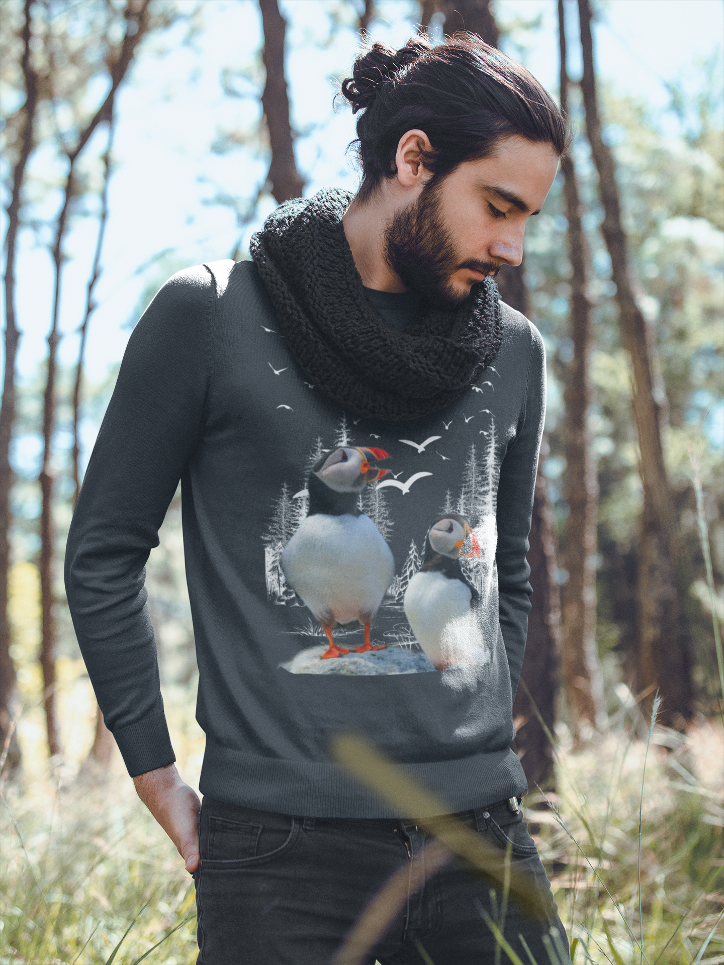 Winter Puffin Sweatshirt - Cozy Arctic Charm